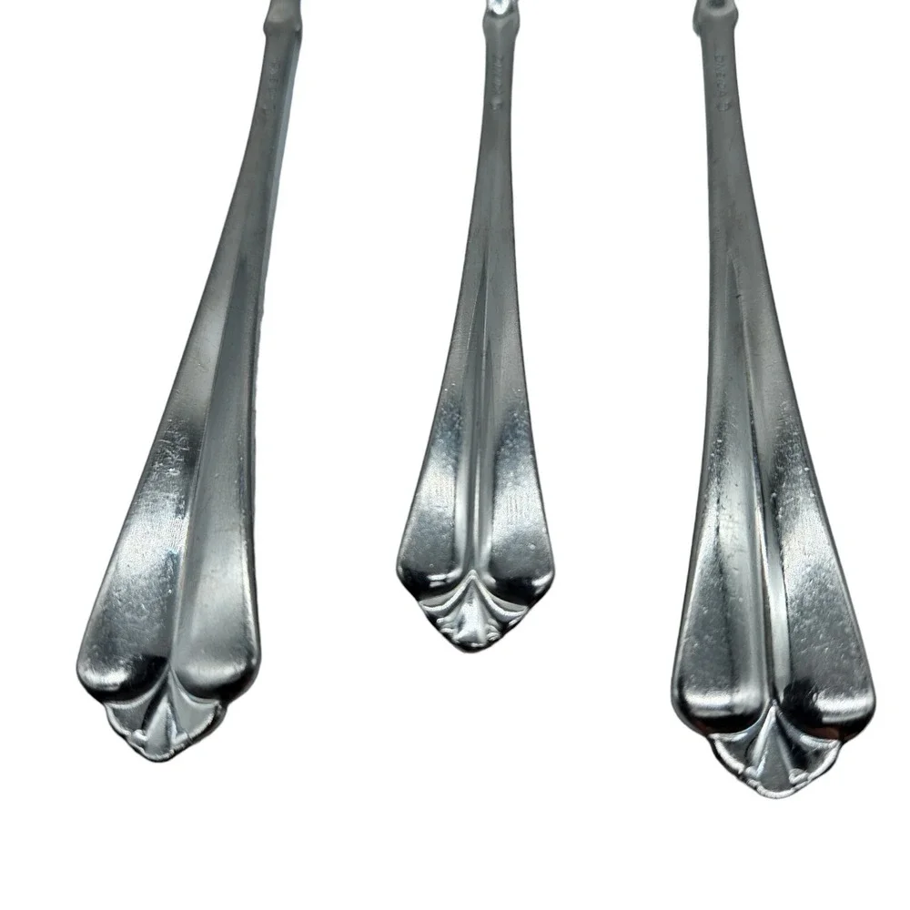 3 Oneida JUILLIARD CUBE Forks Salad Dinner Stainless Flatware READ Lot of 3